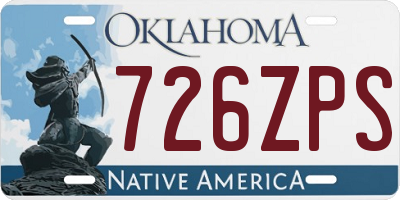 OK license plate 726ZPS