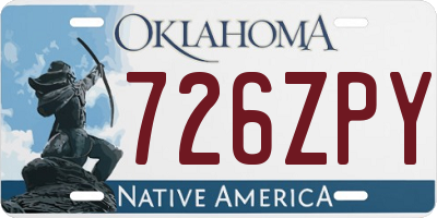 OK license plate 726ZPY