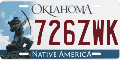 OK license plate 726ZWK