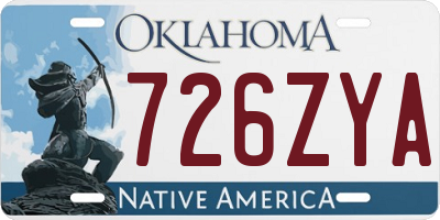 OK license plate 726ZYA