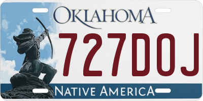 OK license plate 727DOJ