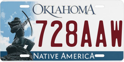 OK license plate 728AAW