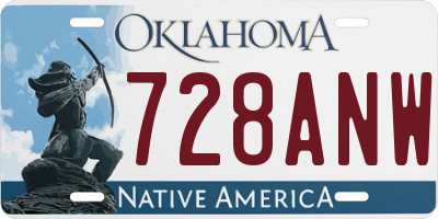 OK license plate 728ANW