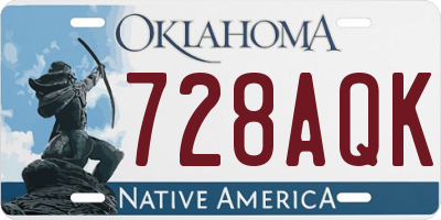 OK license plate 728AQK