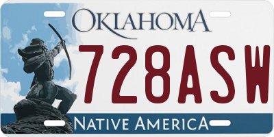 OK license plate 728ASW
