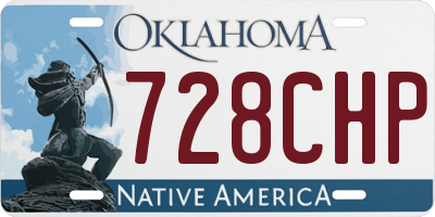 OK license plate 728CHP