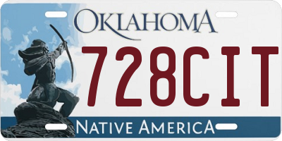 OK license plate 728CIT