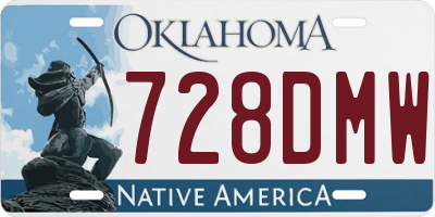 OK license plate 728DMW