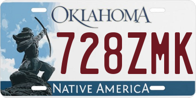OK license plate 728ZMK