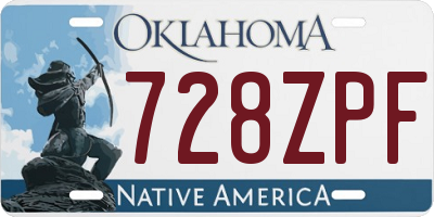 OK license plate 728ZPF