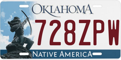 OK license plate 728ZPW