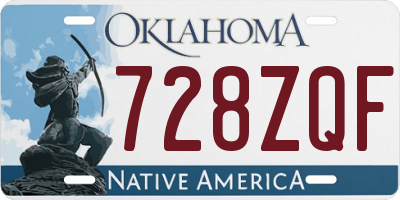 OK license plate 728ZQF