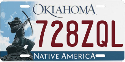 OK license plate 728ZQL