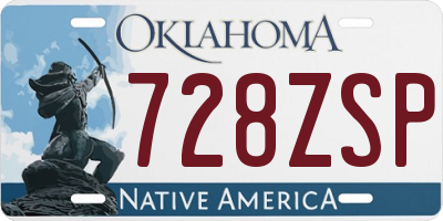 OK license plate 728ZSP
