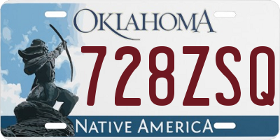 OK license plate 728ZSQ
