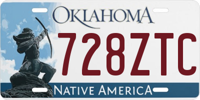 OK license plate 728ZTC