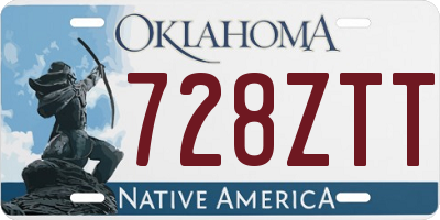 OK license plate 728ZTT