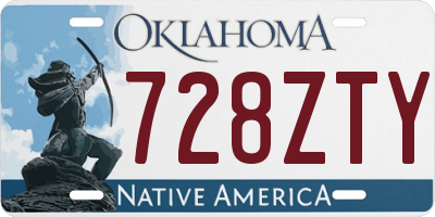 OK license plate 728ZTY