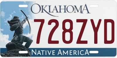 OK license plate 728ZYD
