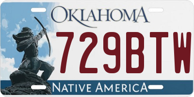 OK license plate 729BTW