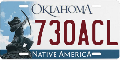 OK license plate 730ACL