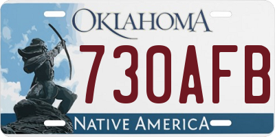 OK license plate 730AFB