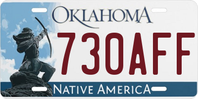 OK license plate 730AFF