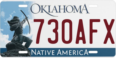 OK license plate 730AFX