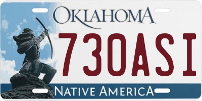 OK license plate 730ASI