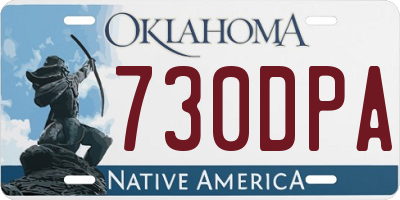 OK license plate 730DPA