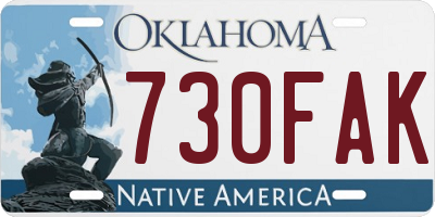 OK license plate 730FAK