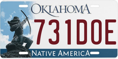 OK license plate 731DOE