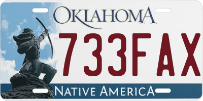 OK license plate 733FAX