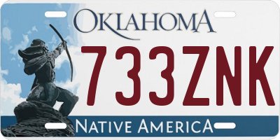 OK license plate 733ZNK