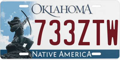 OK license plate 733ZTW