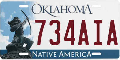 OK license plate 734AIA
