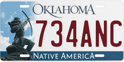 OK license plate 734ANC