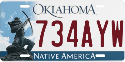 OK license plate 734AYW