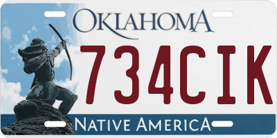 OK license plate 734CIK