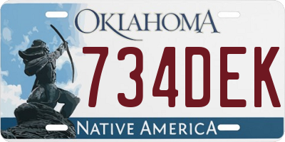 OK license plate 734DEK