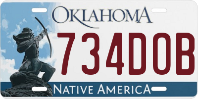 OK license plate 734DOB