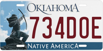 OK license plate 734DOE