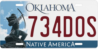 OK license plate 734DOS