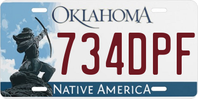 OK license plate 734DPF