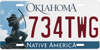 OK license plate 734TWG