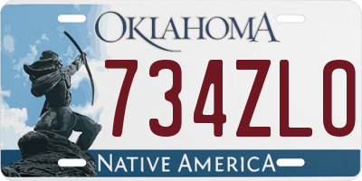 OK license plate 734ZLO