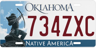 OK license plate 734ZXC