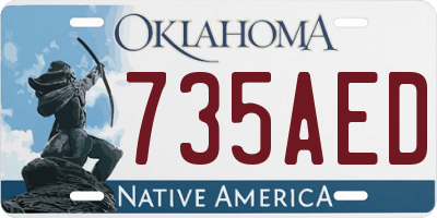 OK license plate 735AED
