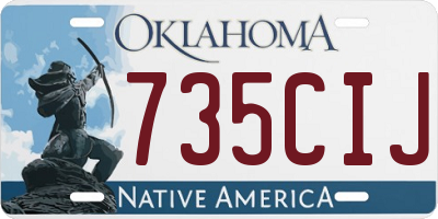 OK license plate 735CIJ