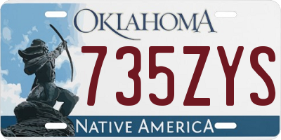 OK license plate 735ZYS